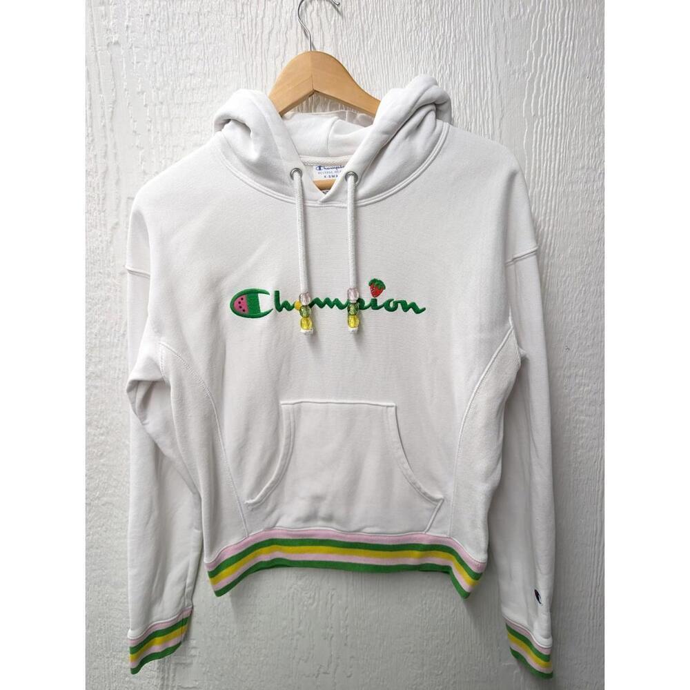 Champion X Susan Alexandra Hoodie White Reverse Weave Sweatshirt Size XS